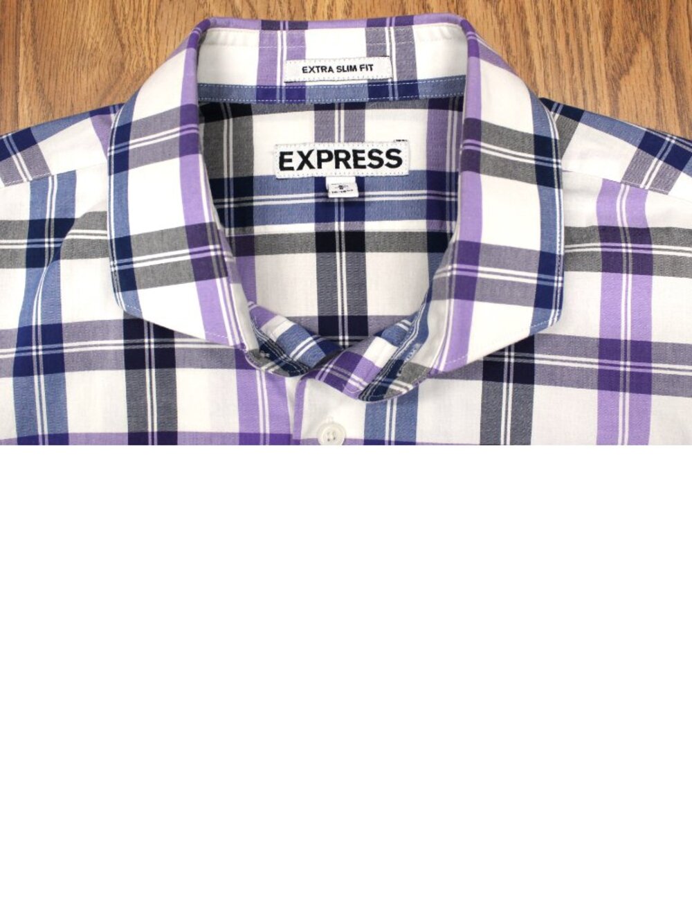 EXPRESS EXTRA SLIM FIT 100% COTTON SHIRT PURPLE PLAID Sz LARGE, L
